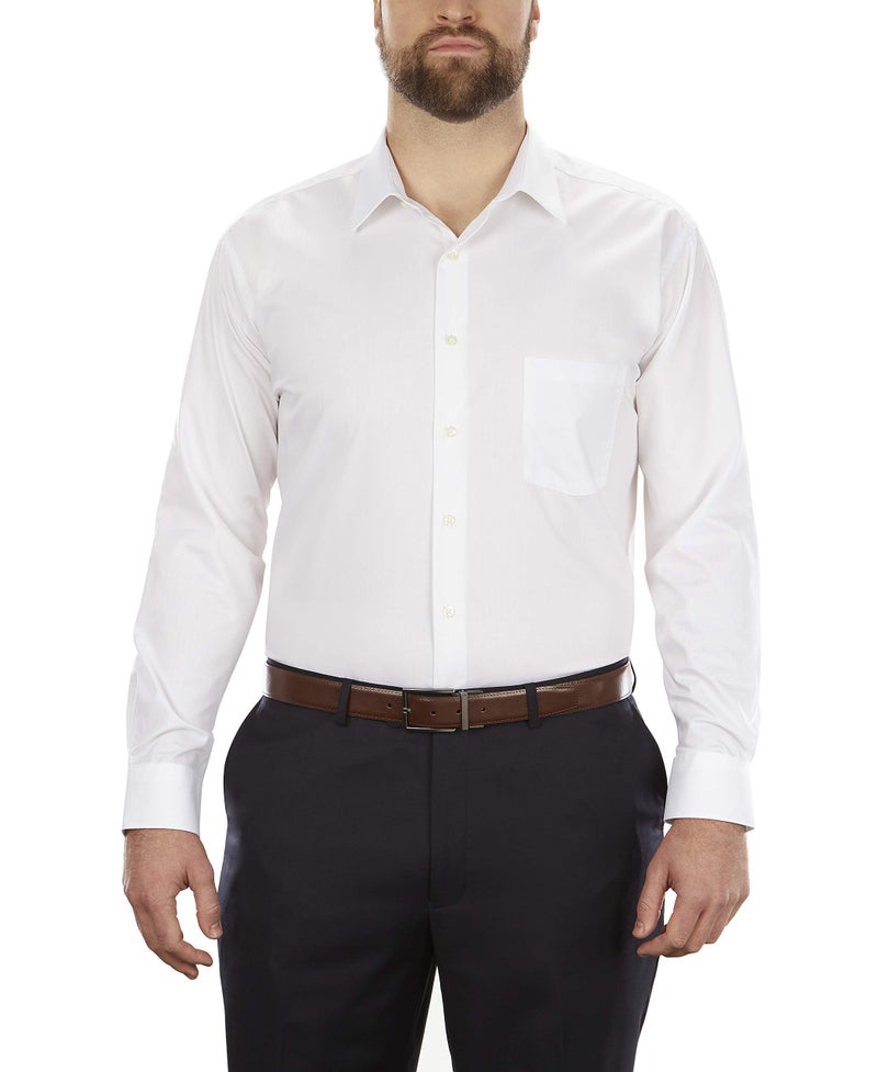 Van Heusen Men's Big Fit Dress Shirt Poplin Solid (Big and Tall), White, 18" Neck 32"-33" Sleeve - Image 1